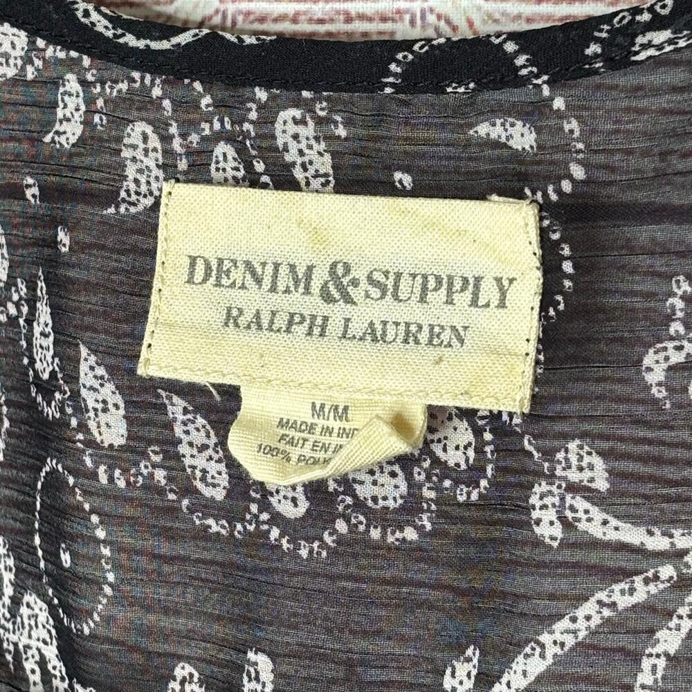 Denim & Supply Ralph Lauren Navy & White Bandana Print Kimono Size Medium - Picture 14 of 14